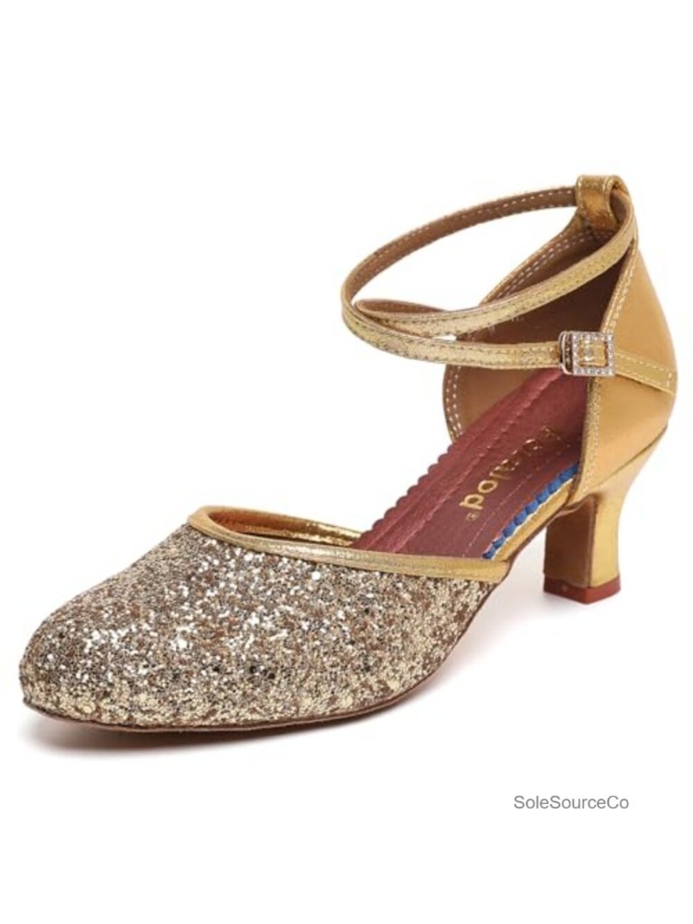 Women's Ballroom Dance Shoes Low Heel 2 inch Ankle Strap Rhinestone Buckle
